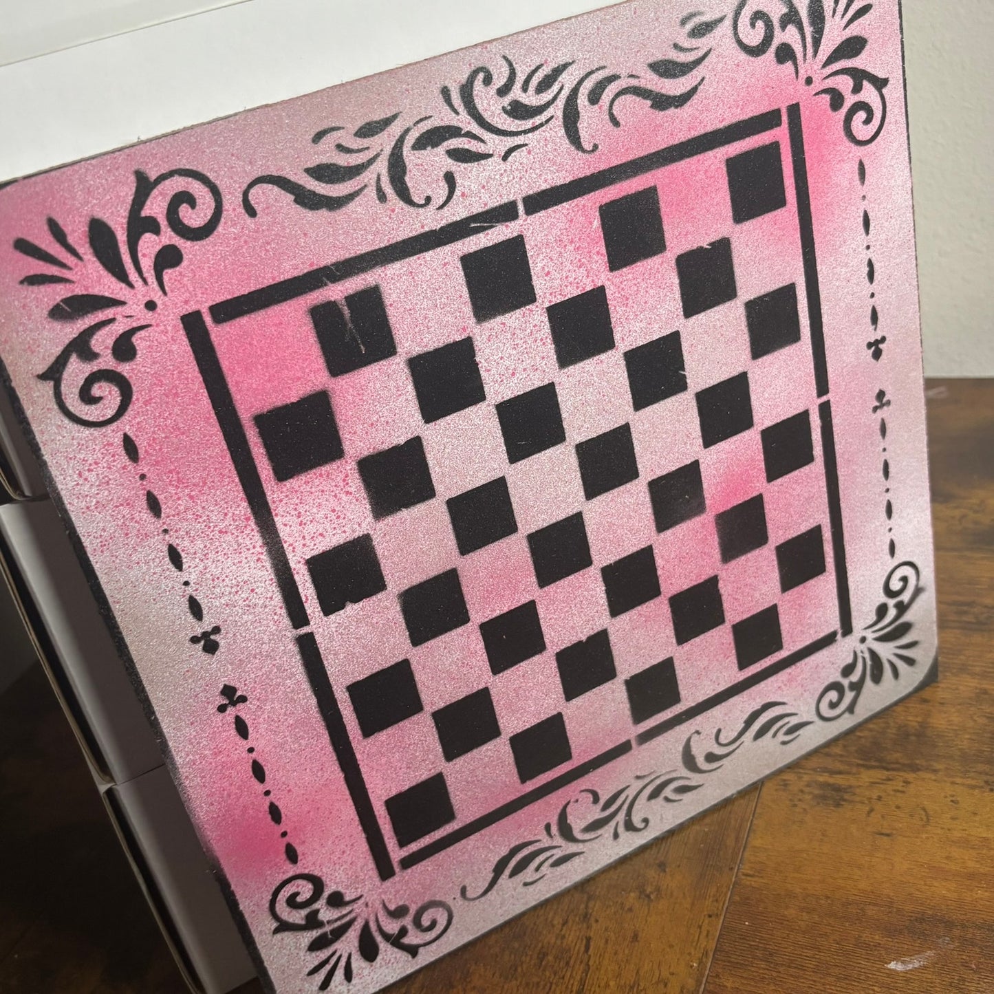 Pink Mist - Painted Chess Board