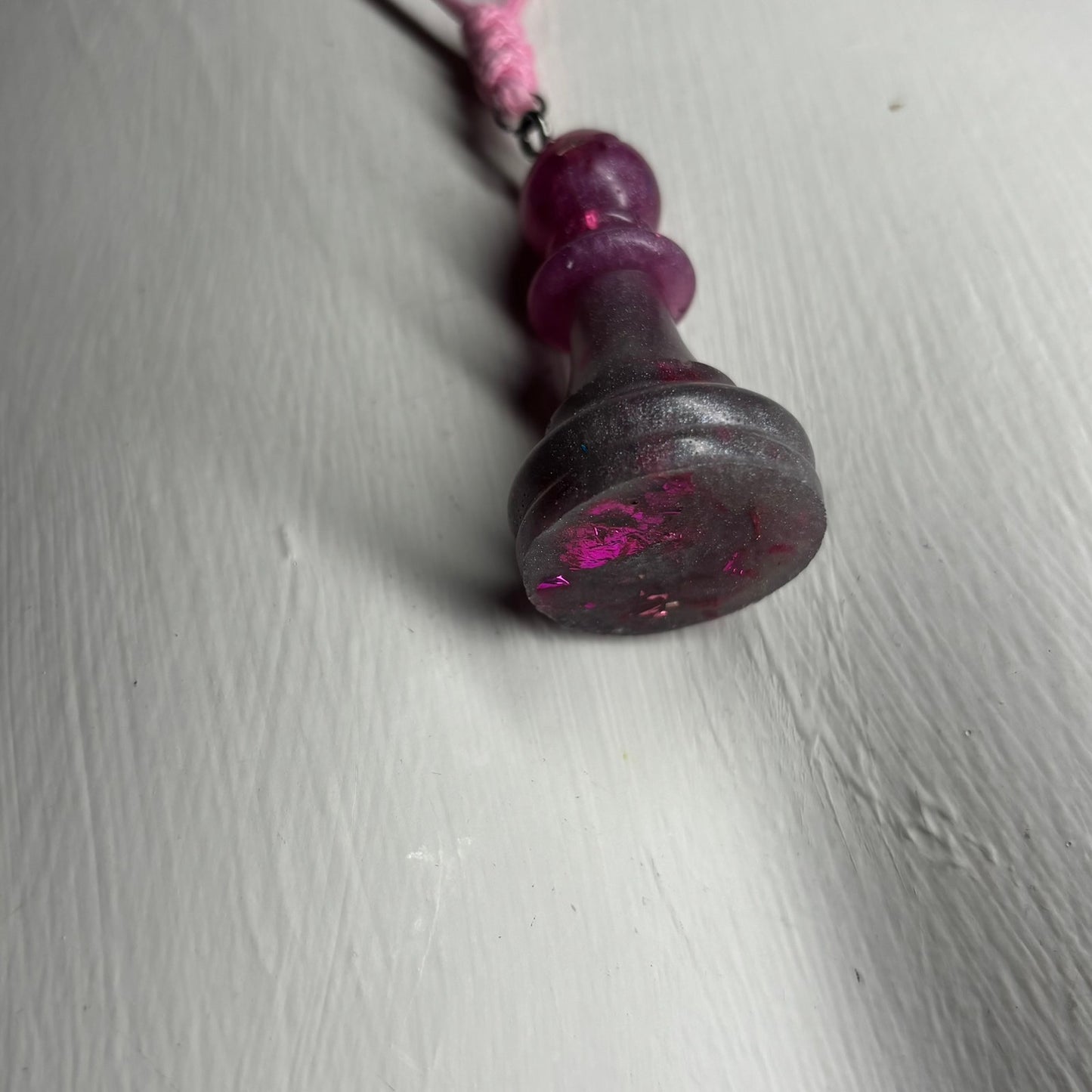 Crystal Purple Bishop - Handmade Resin Chess Necklace