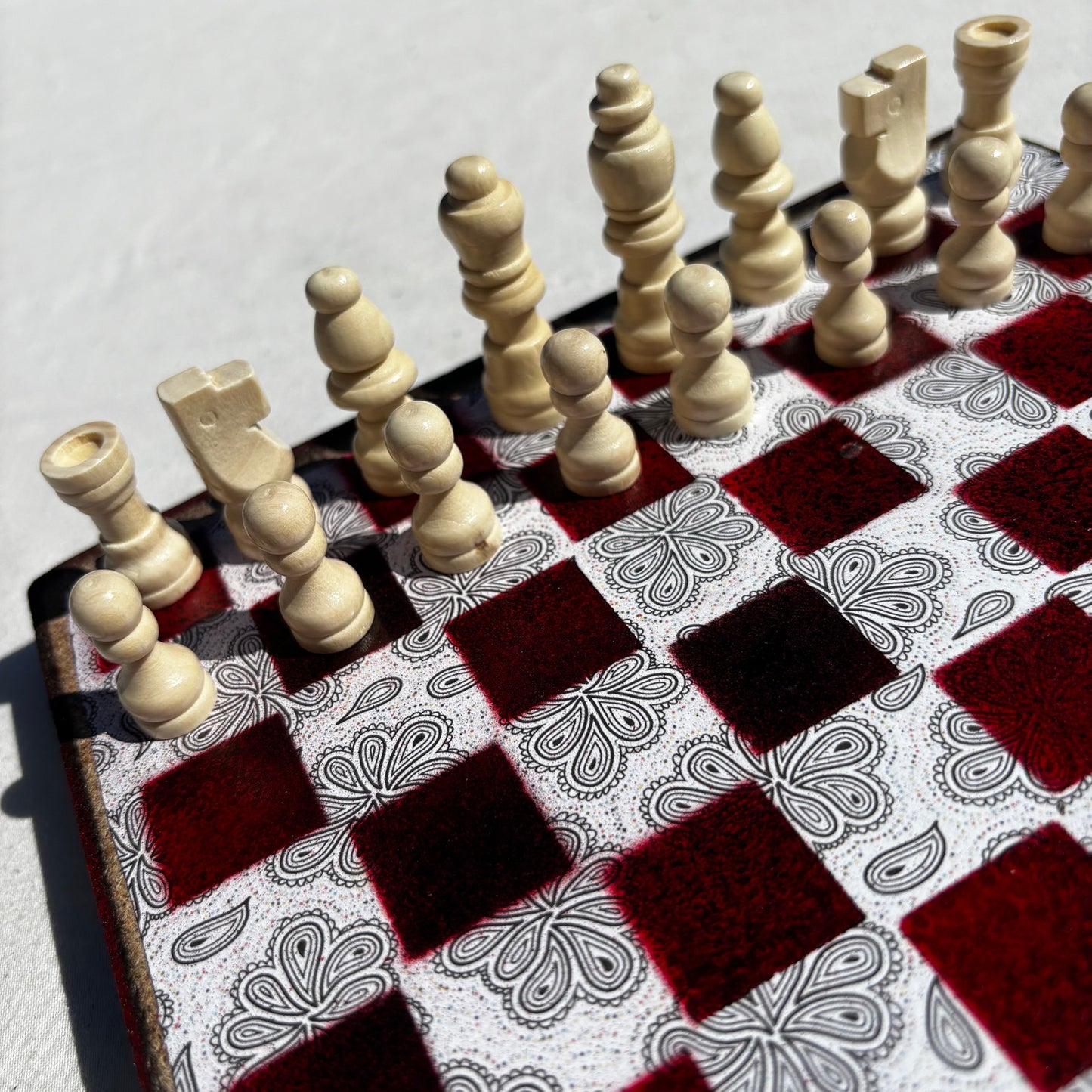 The Dark Red - Scrapbook Chess Set