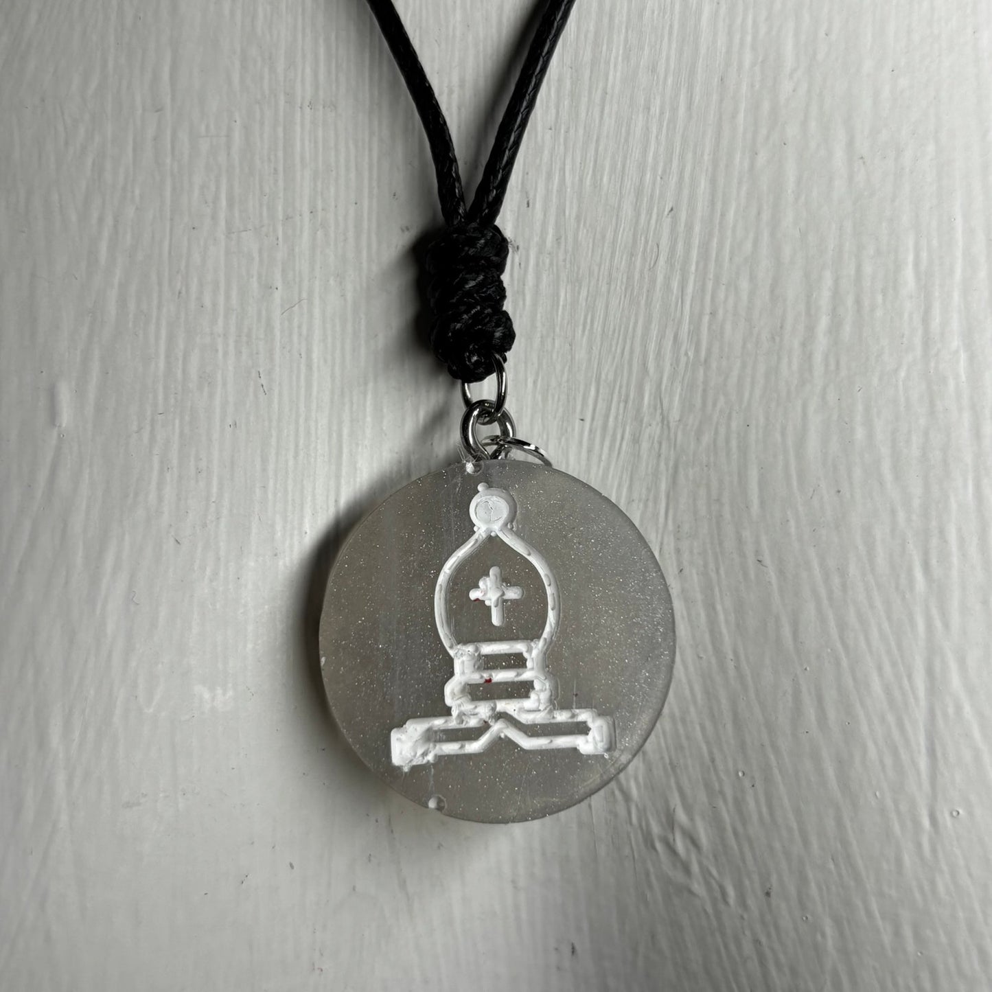 White Bishop - Handmade Resin Chess Necklace