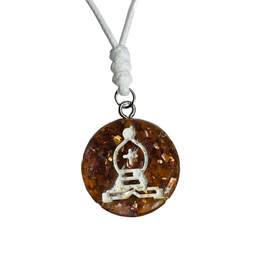 Amber Colored Bishop - Handmade Resin Chess Necklace