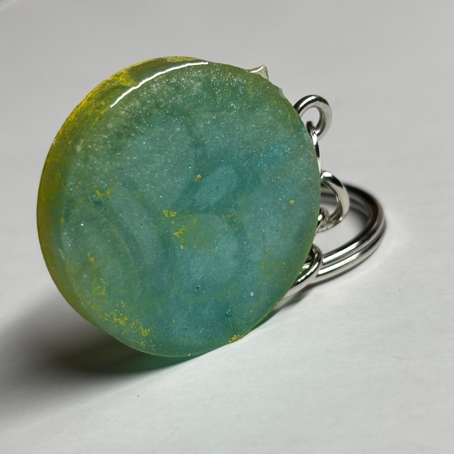 Mint Green Yellow King - Handmade Resin Keychain