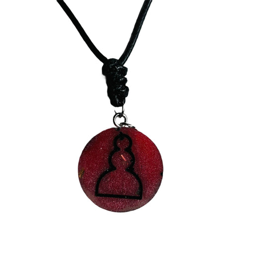 Dark Red Pawn - Handmade Resin Chess Necklace