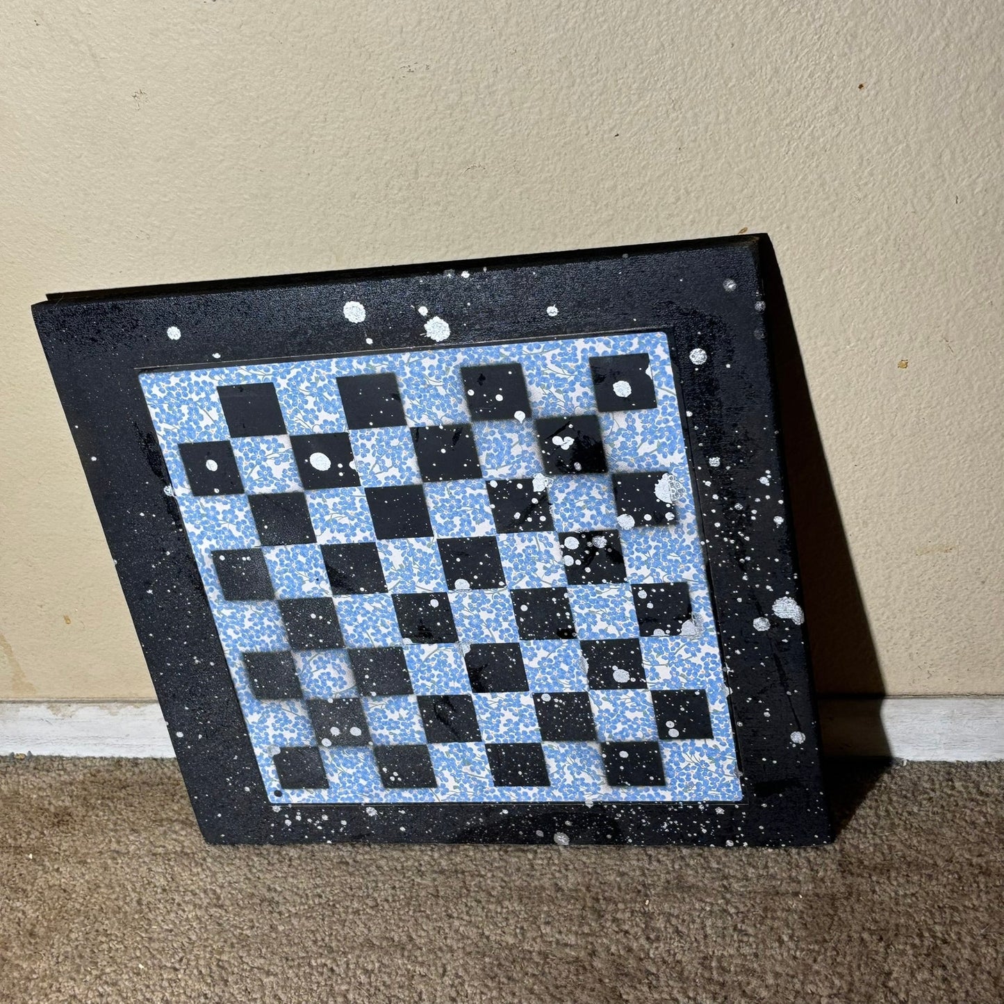 Blue Rose Bush - Large Scrapbook Chess Board