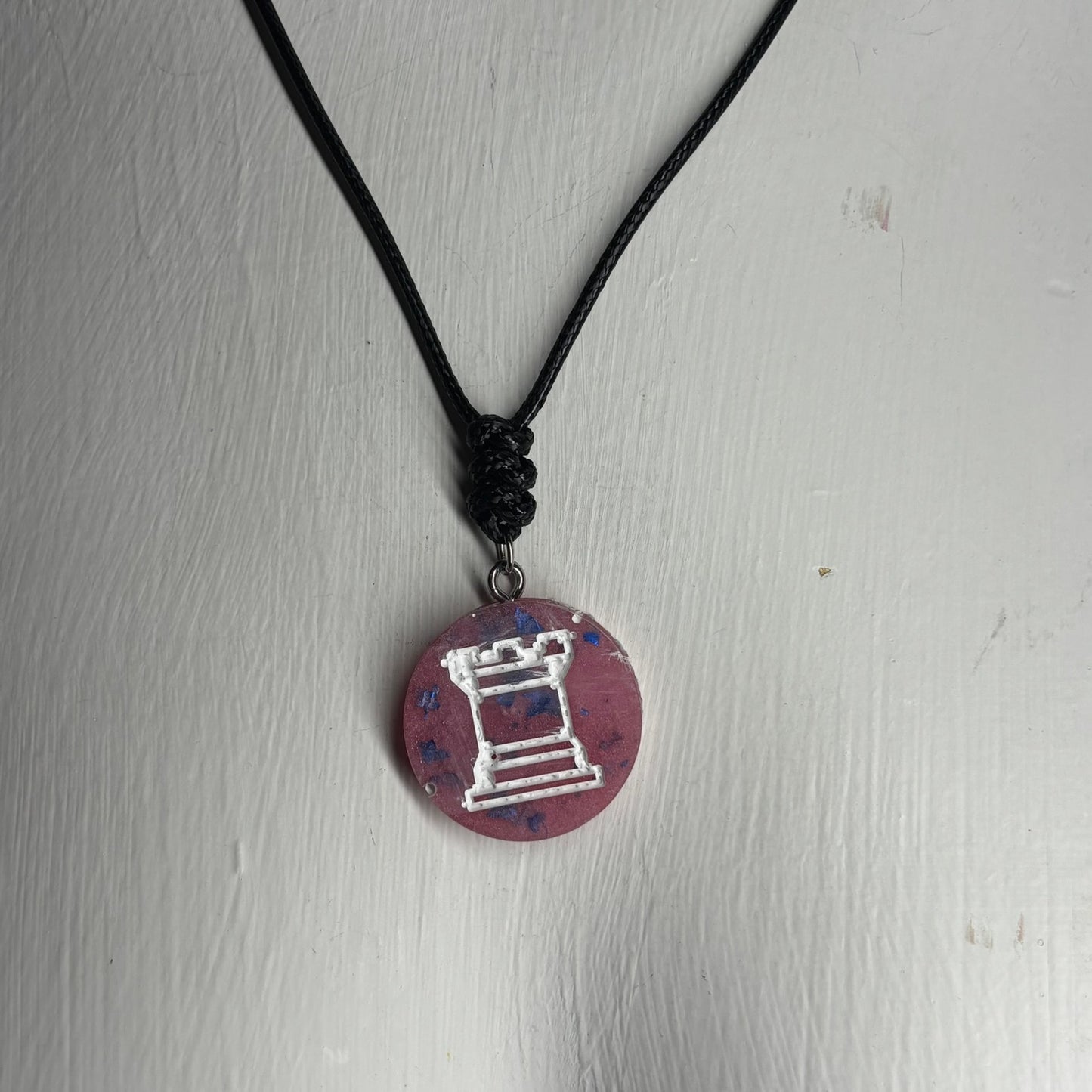 Cool Pink Rook - Handmade Resin Chess Necklace