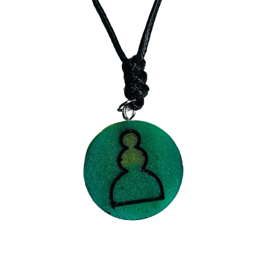 Green Pawn - Handmade Resin Chess Necklace