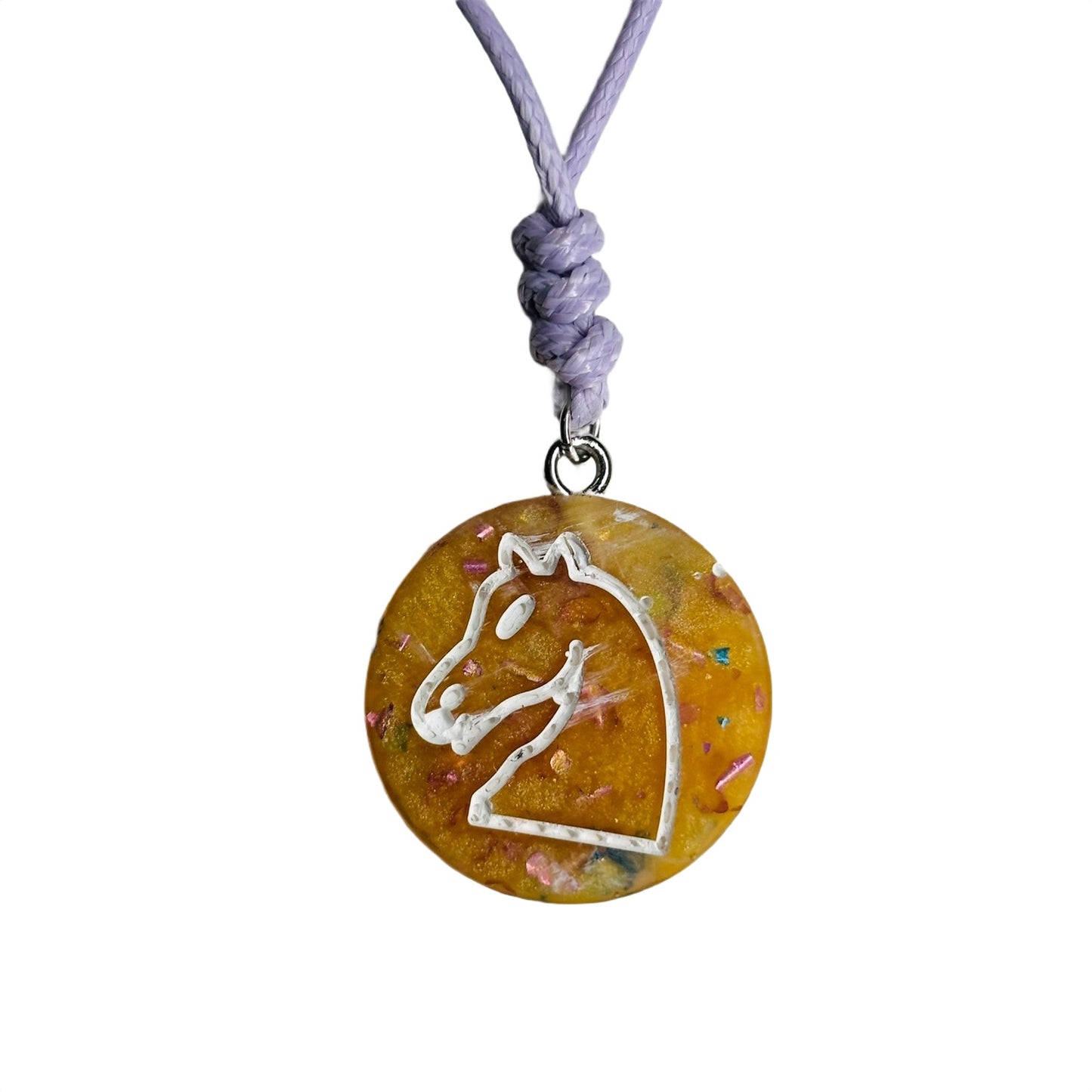 Yellow Crystal Knight - Handmade Resin Chess Necklace