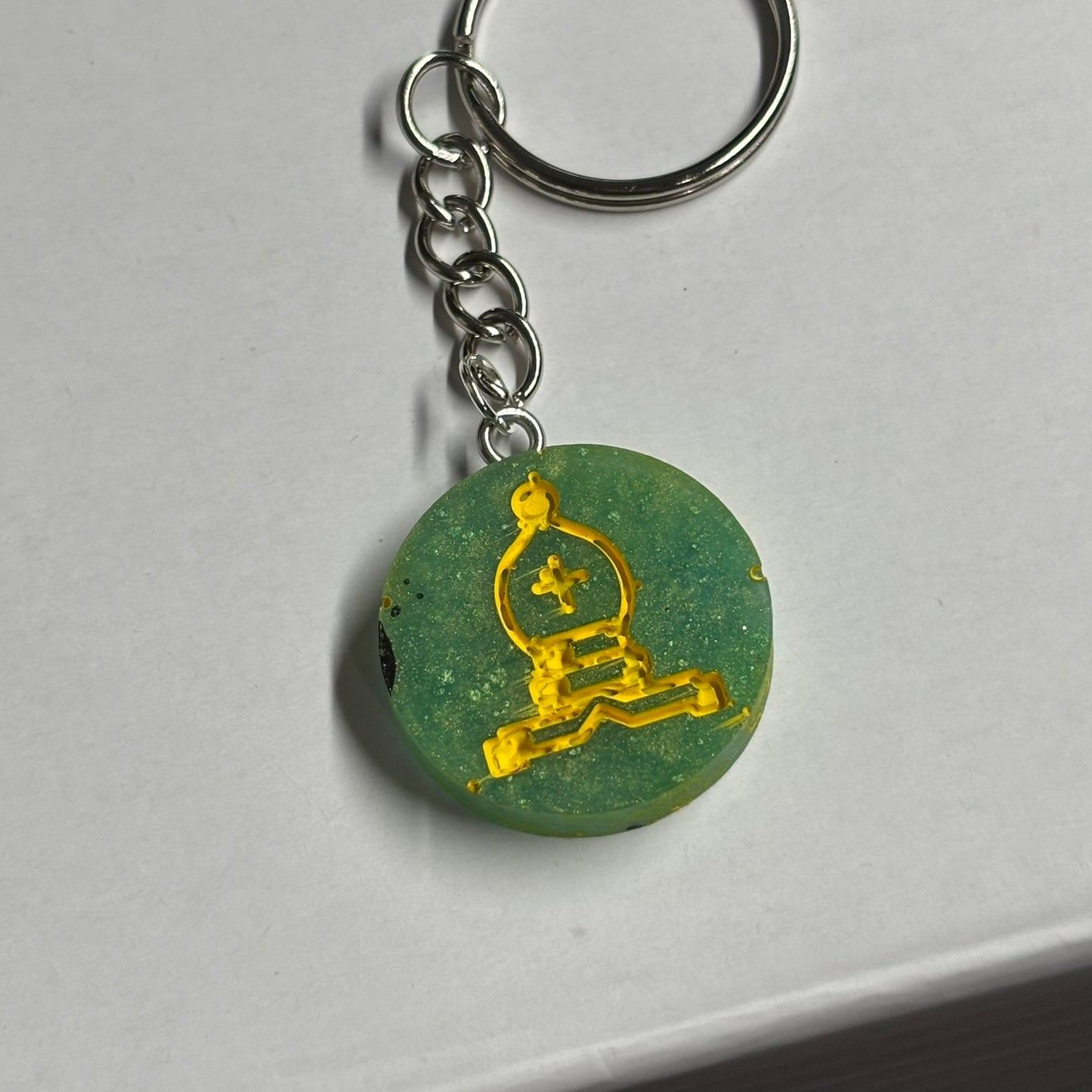 Green & Yellow Bishop - Handmade Resin Keychain