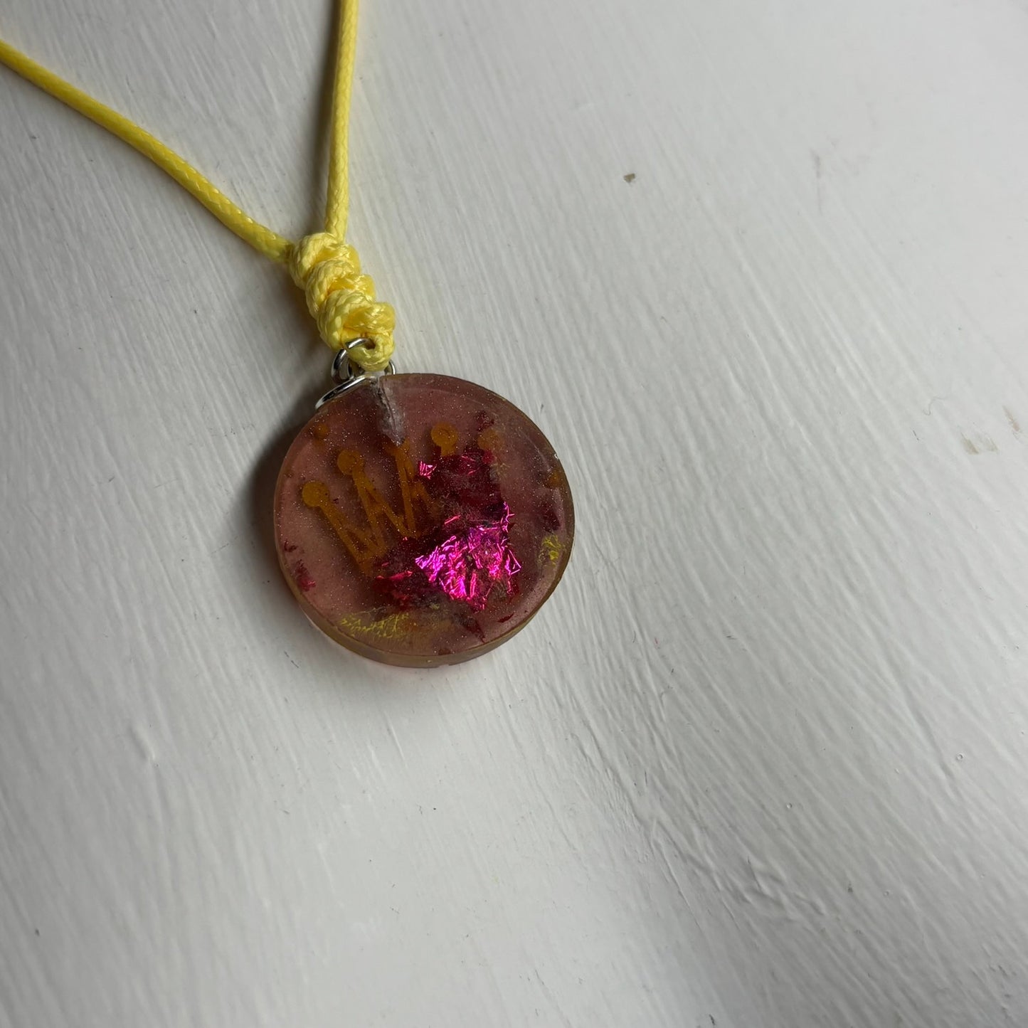 Yellows Touch Queen - Handmade Resin Chess Necklace