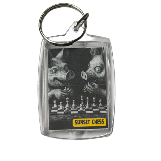 Pigs Play - Chess  Photo Keychain