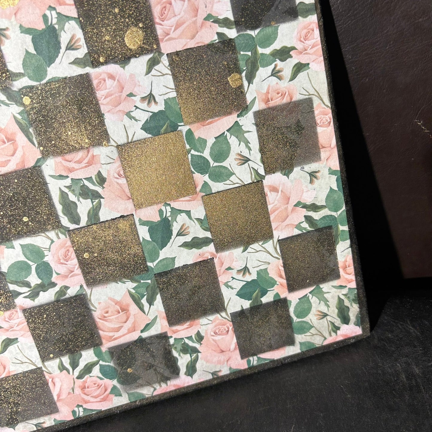 Pink Roses - Scrapbook Chess Board