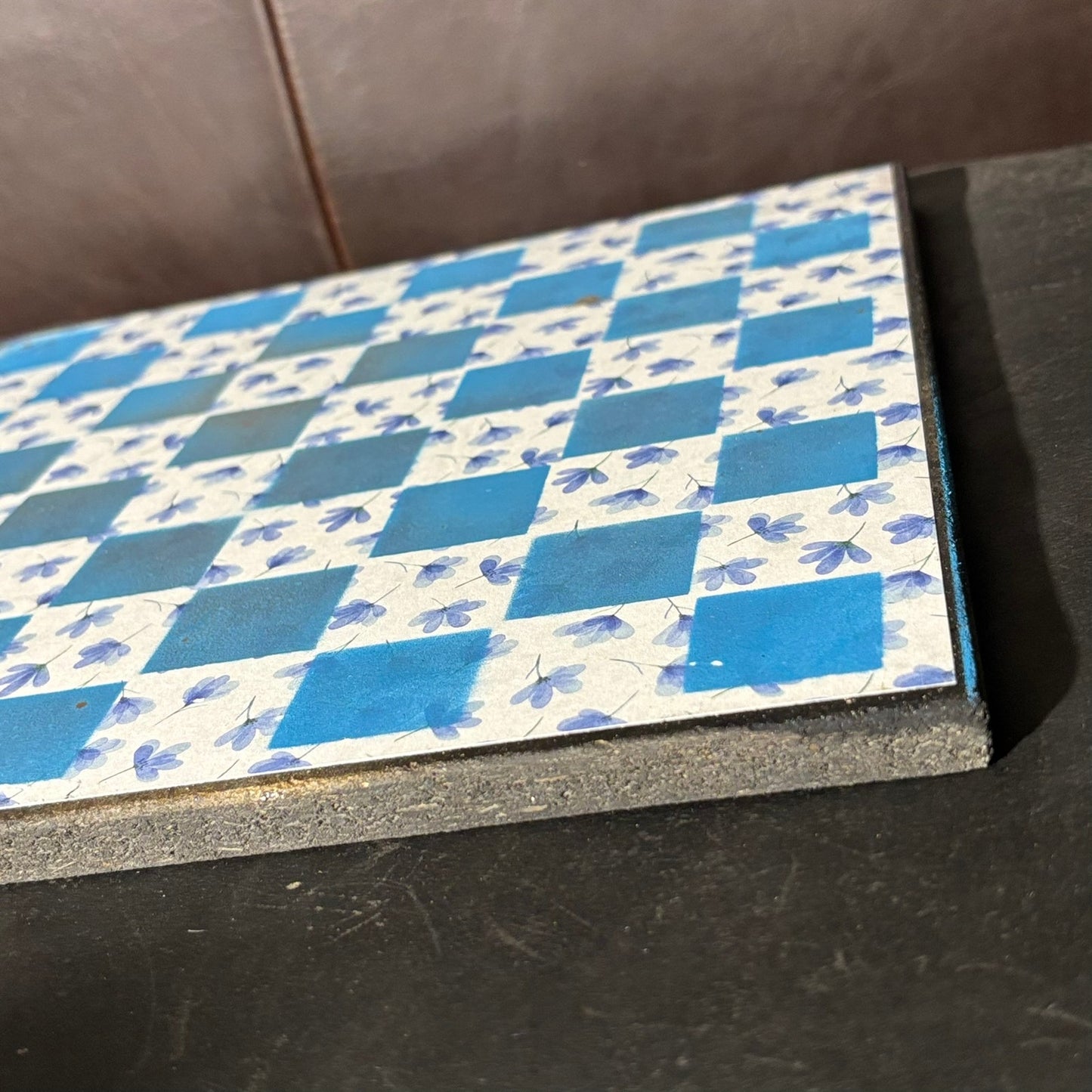 Blue Flowers - Scrapbook Chess Board