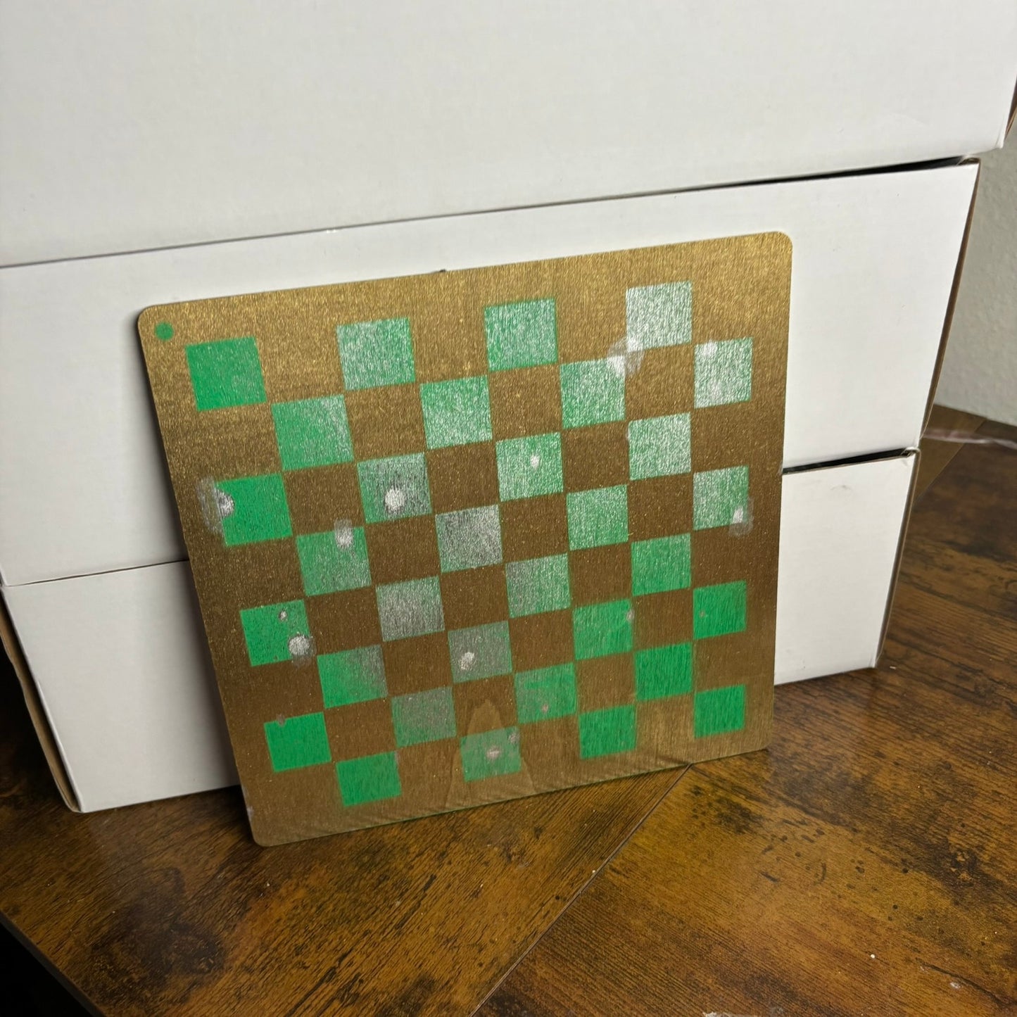 Golden Green Forest - Painted Thin Wooden Chess Board