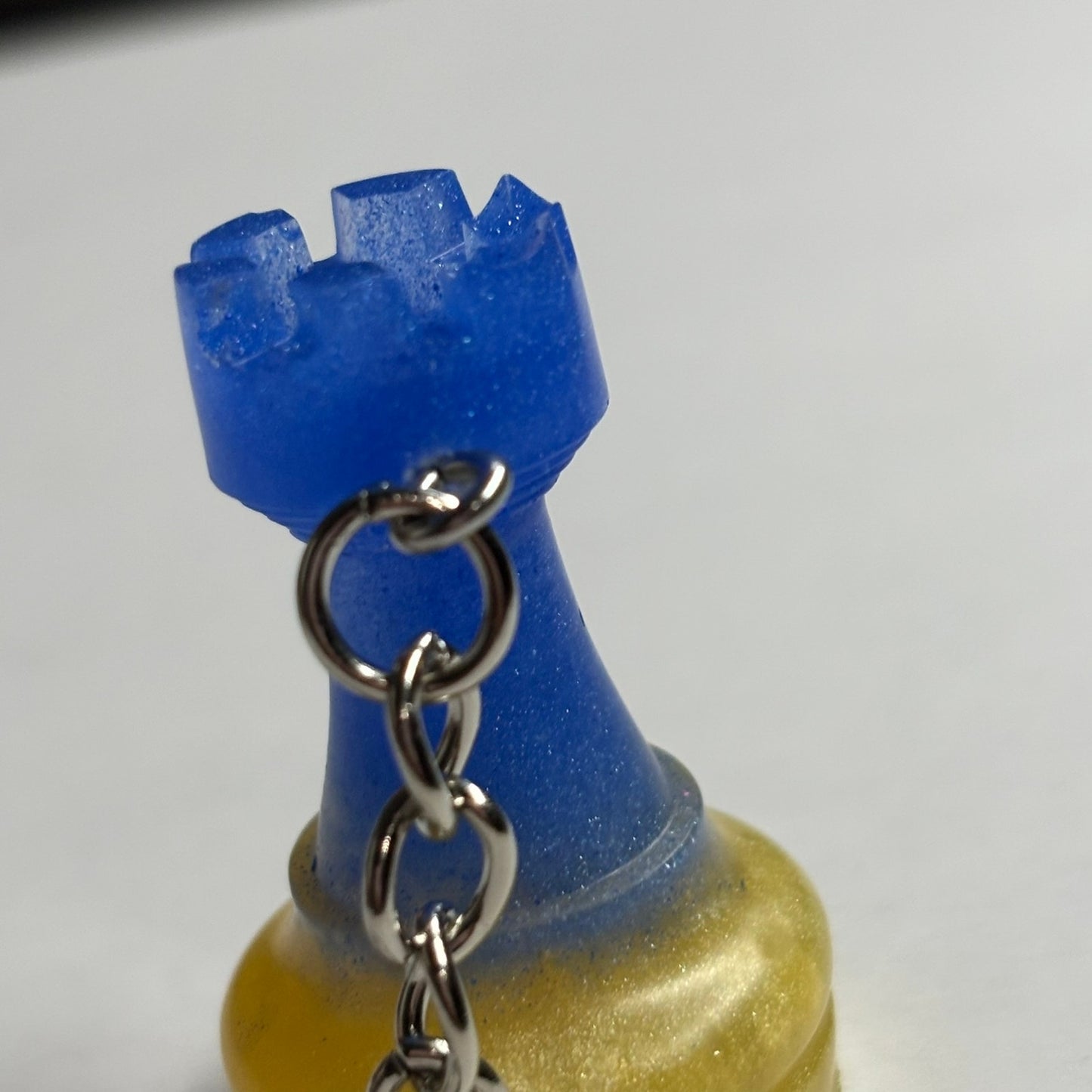 Blue/Yellow Rook - Handmade Resin Keychain
