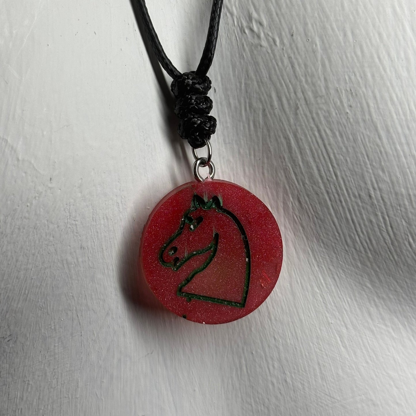 Simple Red Knight - Handmade Resin Chess Necklace