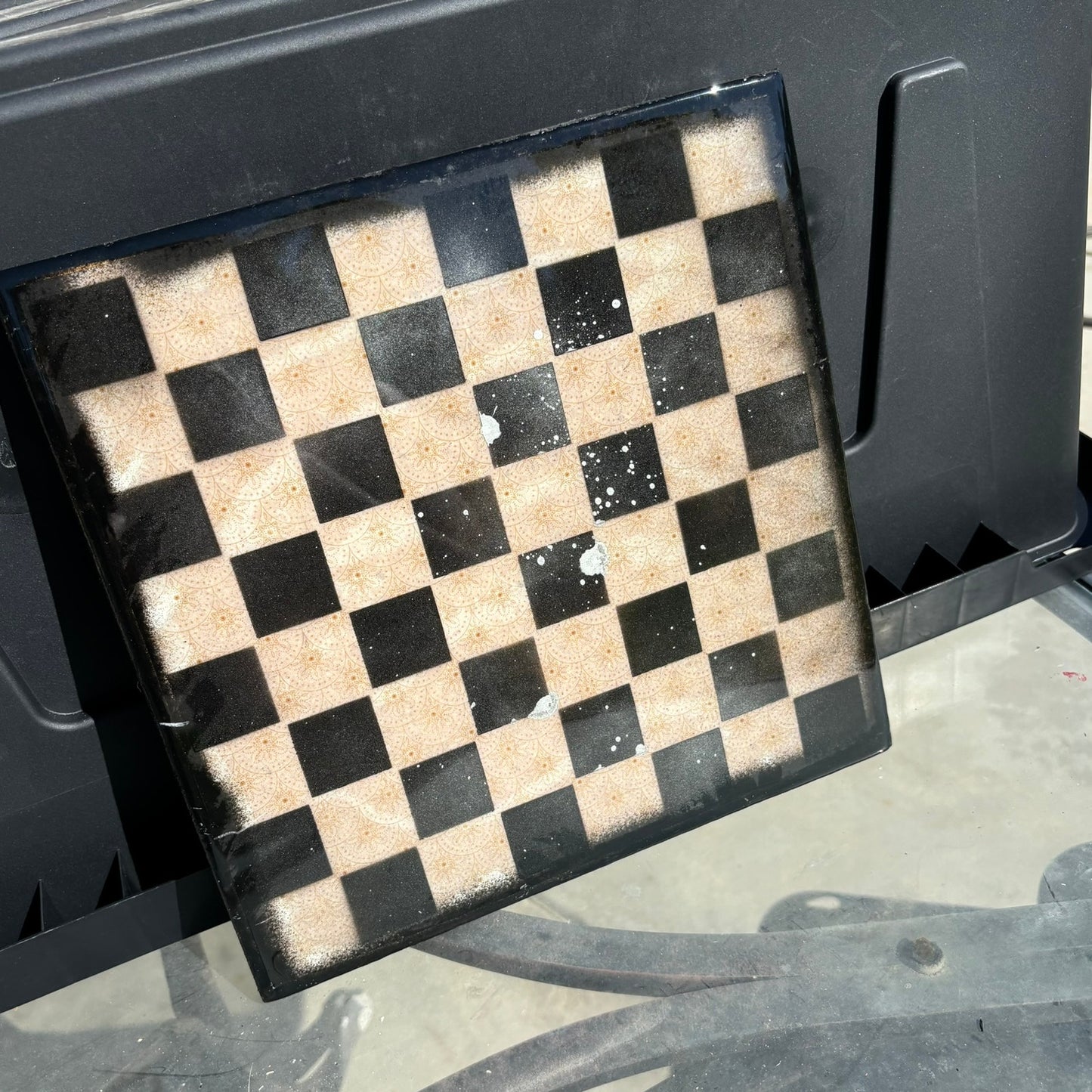 Cream Pattern - Resin Coated Chess Board