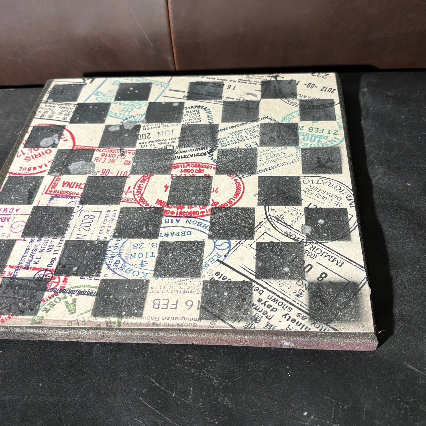 Vintage Stamps - Scrapbook Chess Board