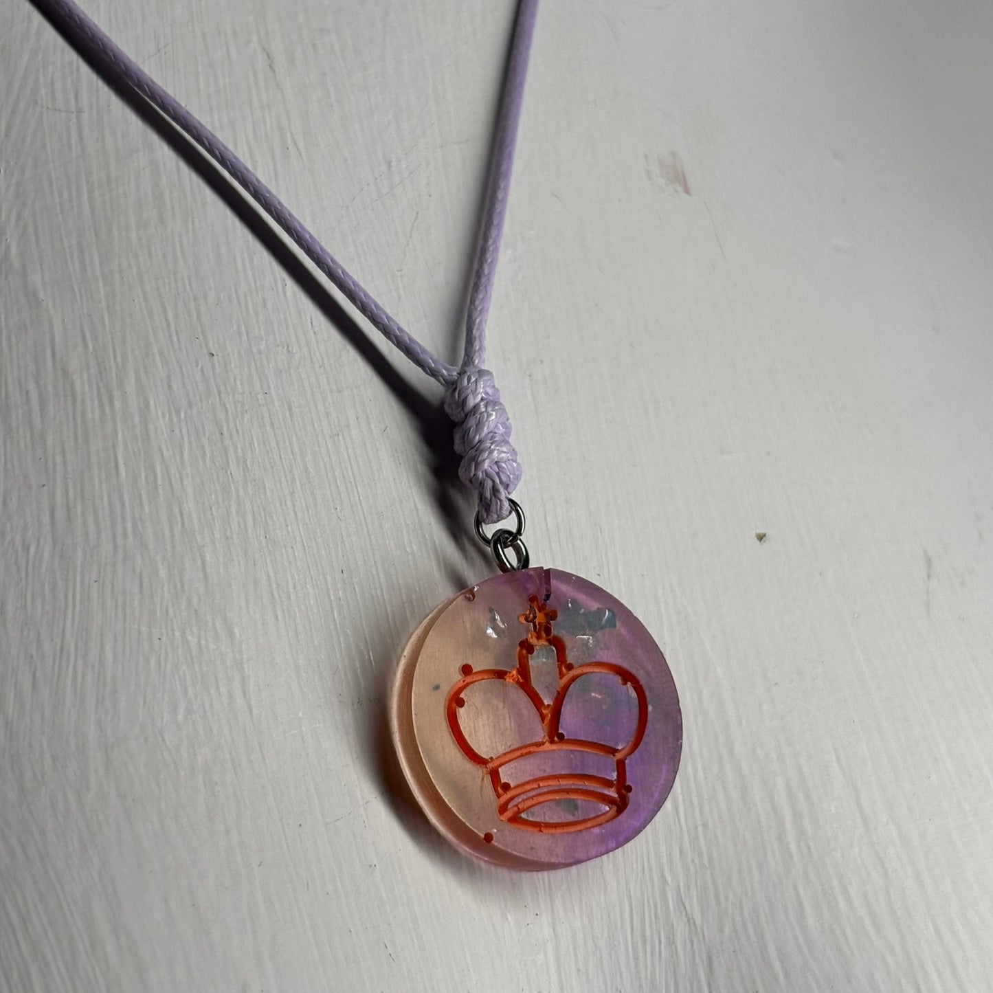 Purple Cosmic King - Handmade Resin Chess Necklace