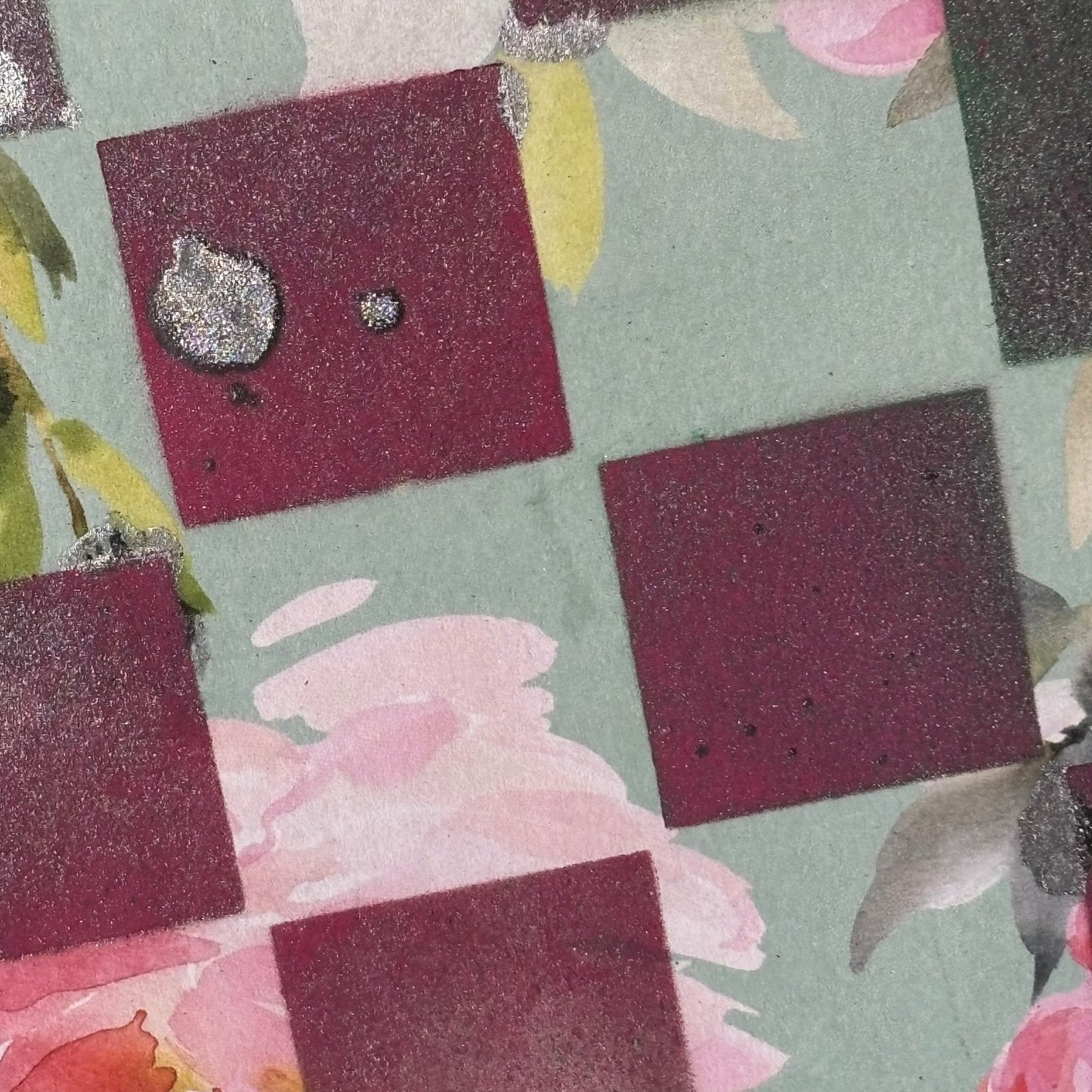 Mint Green Flowers - Scrapbook Chess Board