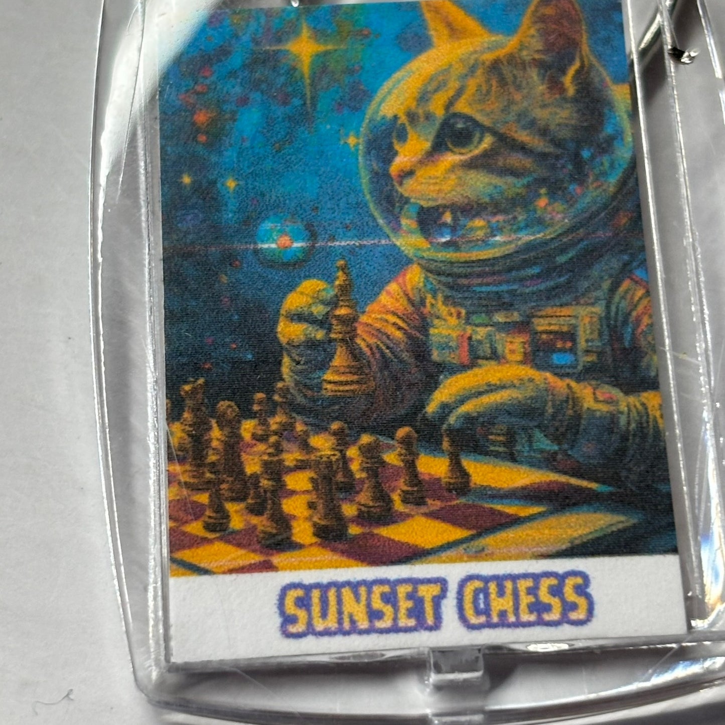 Space Kitty - Chess  Photo Keychain