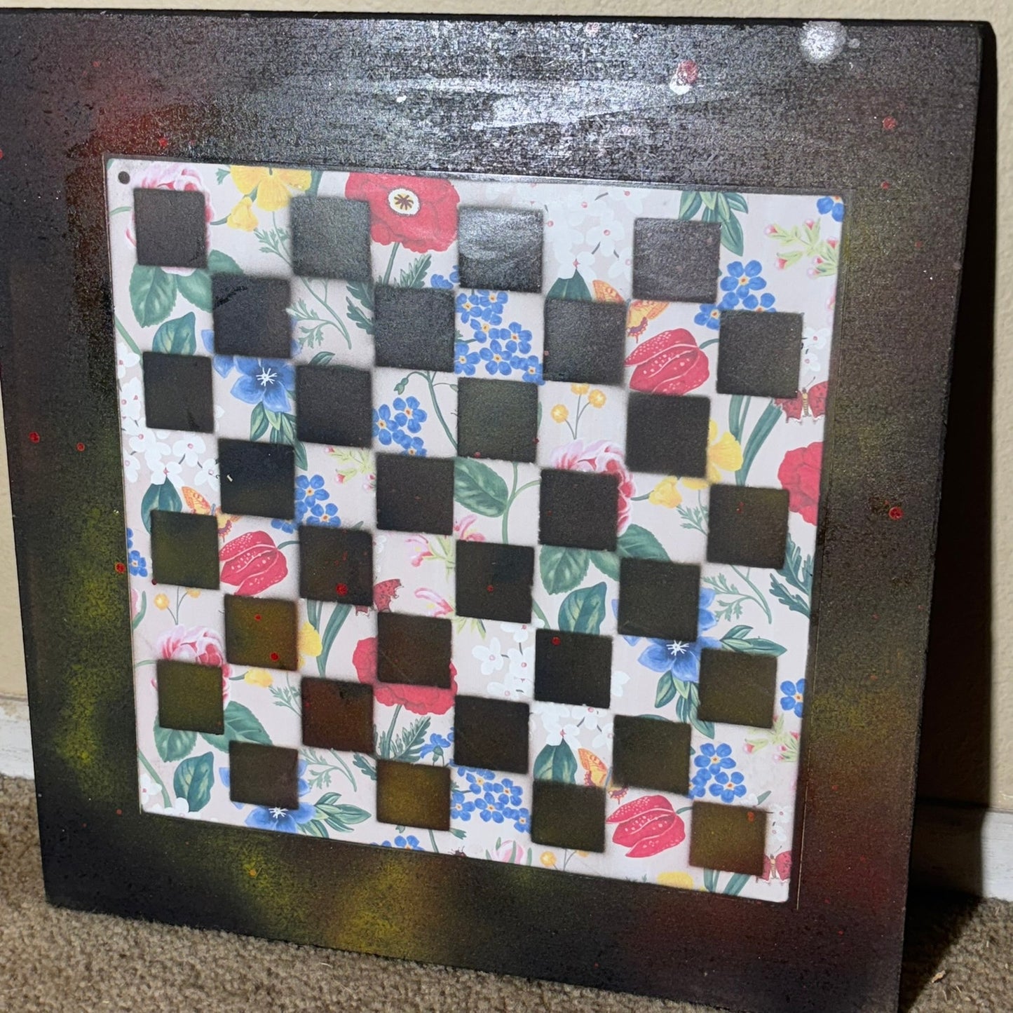 Colorful Flower Garden Pattern - Large Scrapbook Chess Board