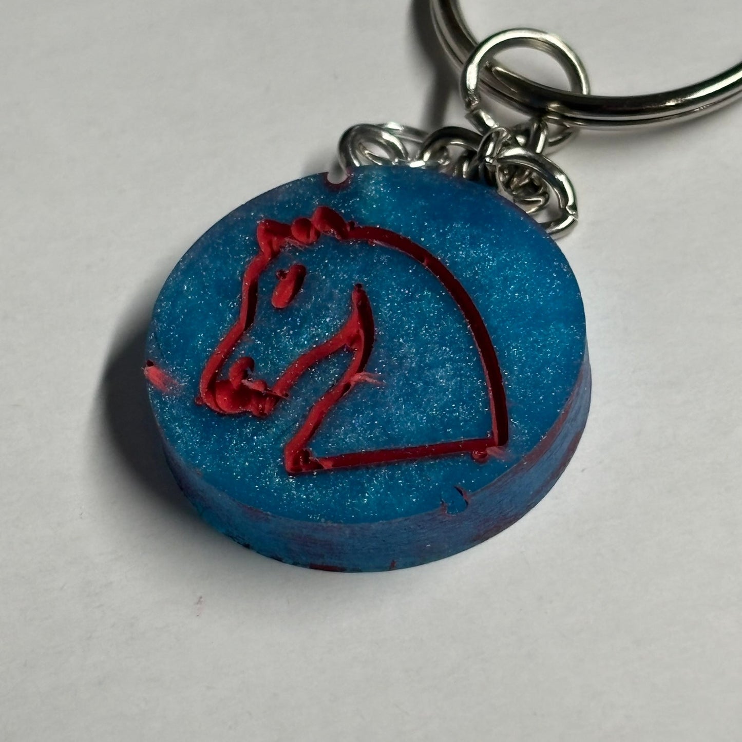 Blue/Red Knight - Handmade Resin Keychain