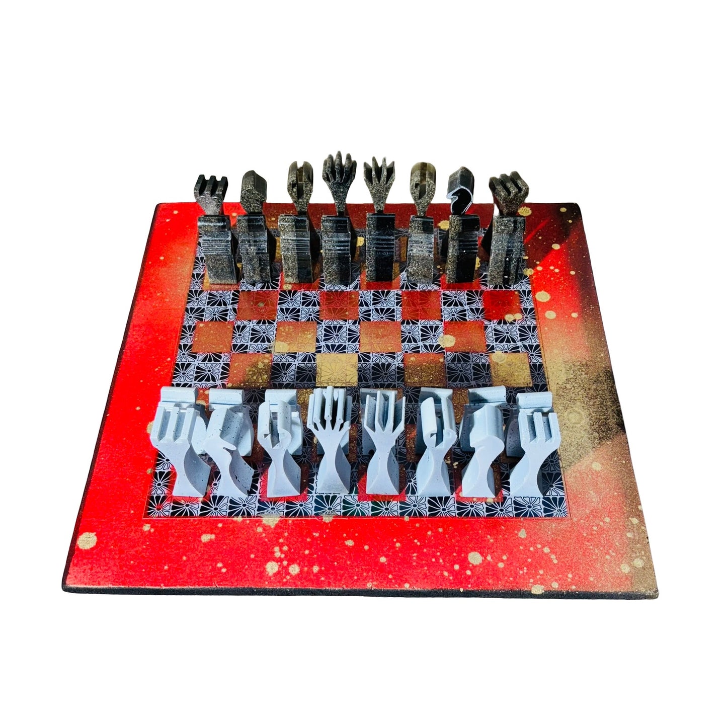 Red Golden Hue - Large Deluxe Chess Set