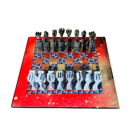 Red Golden Hue - Large Deluxe Chess Set