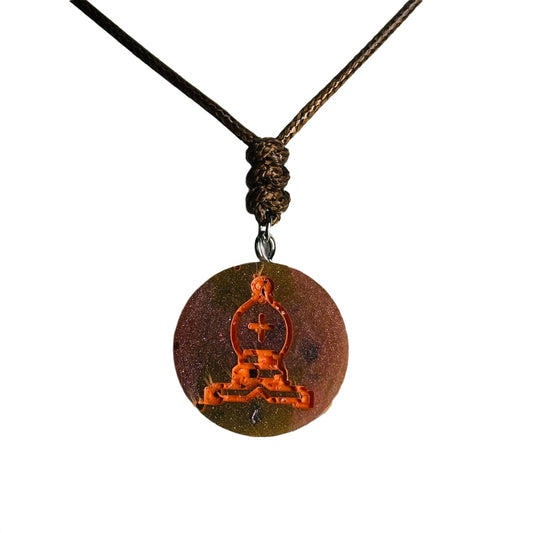 Vintage Brown Bishop - Handmade Resin Chess Necklace