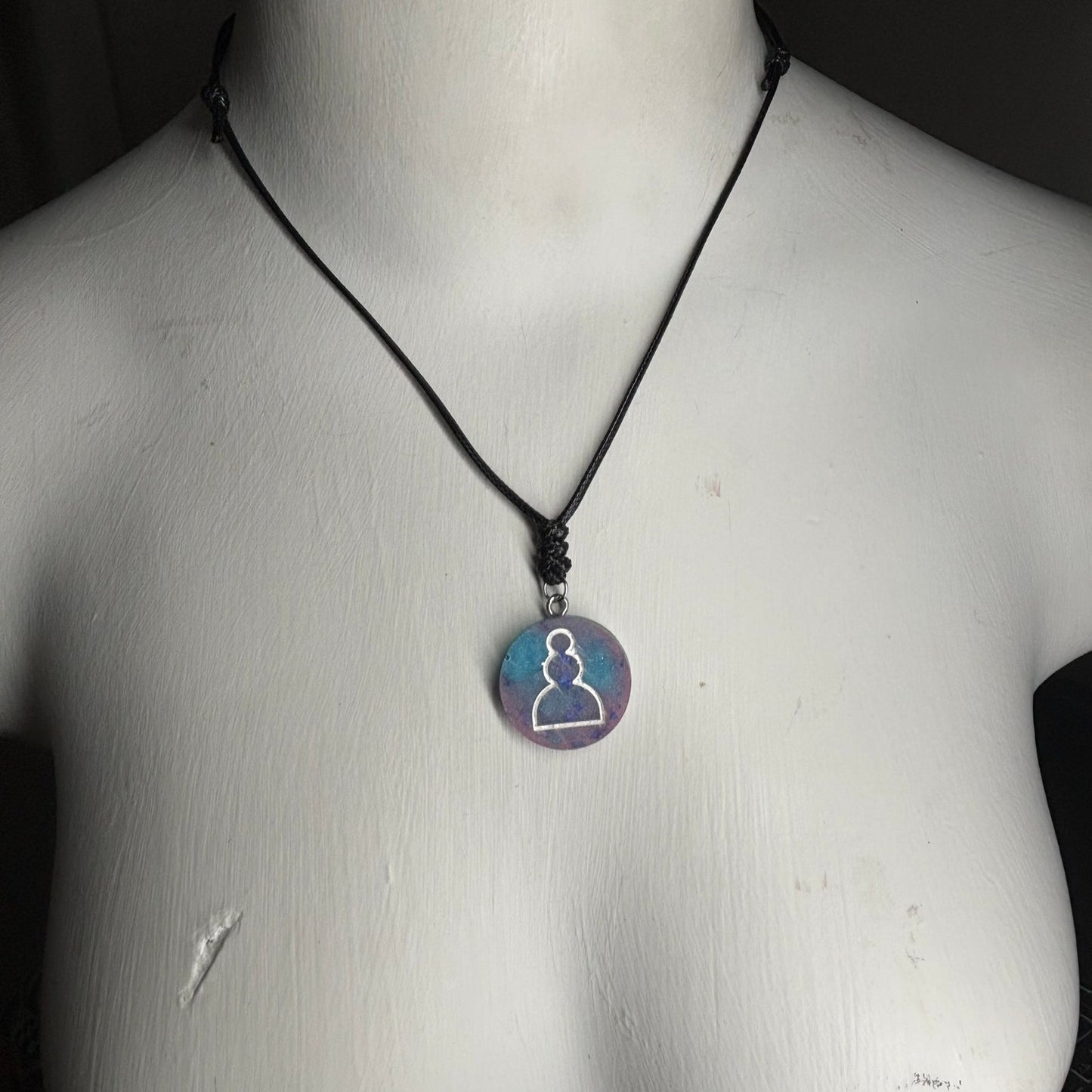 Purple Blue Pawn - Handmade Resin Chess Necklace