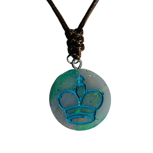 Icey Blue King - Handmade Resin Chess Necklace