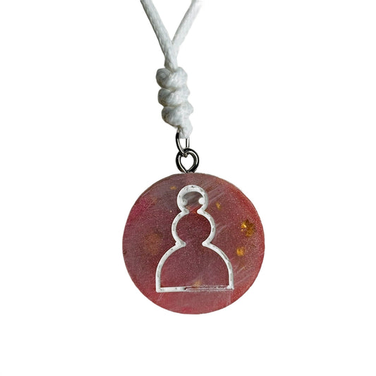 Smooth Pink Pawn - Handmade Resin Chess Necklace