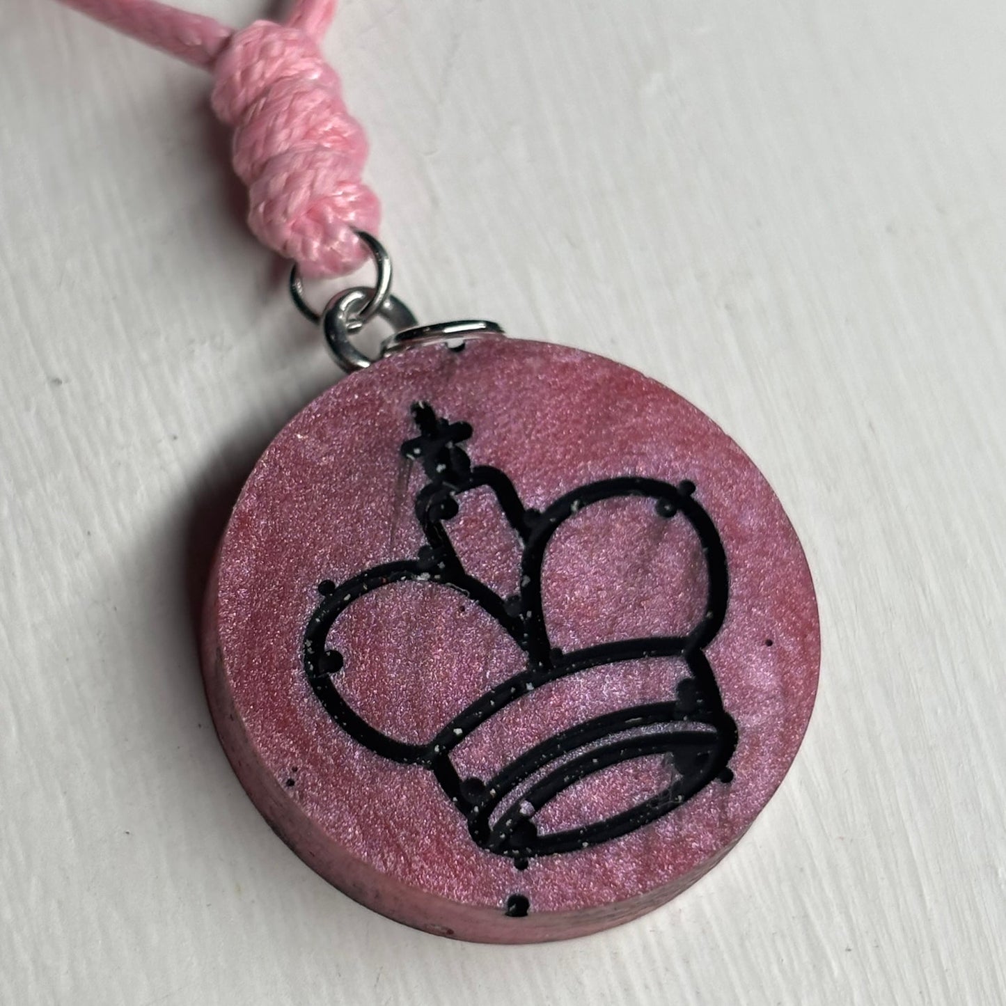 Simple Pink King - Handmade Resin Chess Necklace