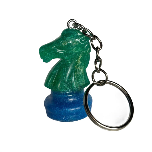 Blue Bottoms Knight Handmade Resin Keychain - One of a Kind Design
