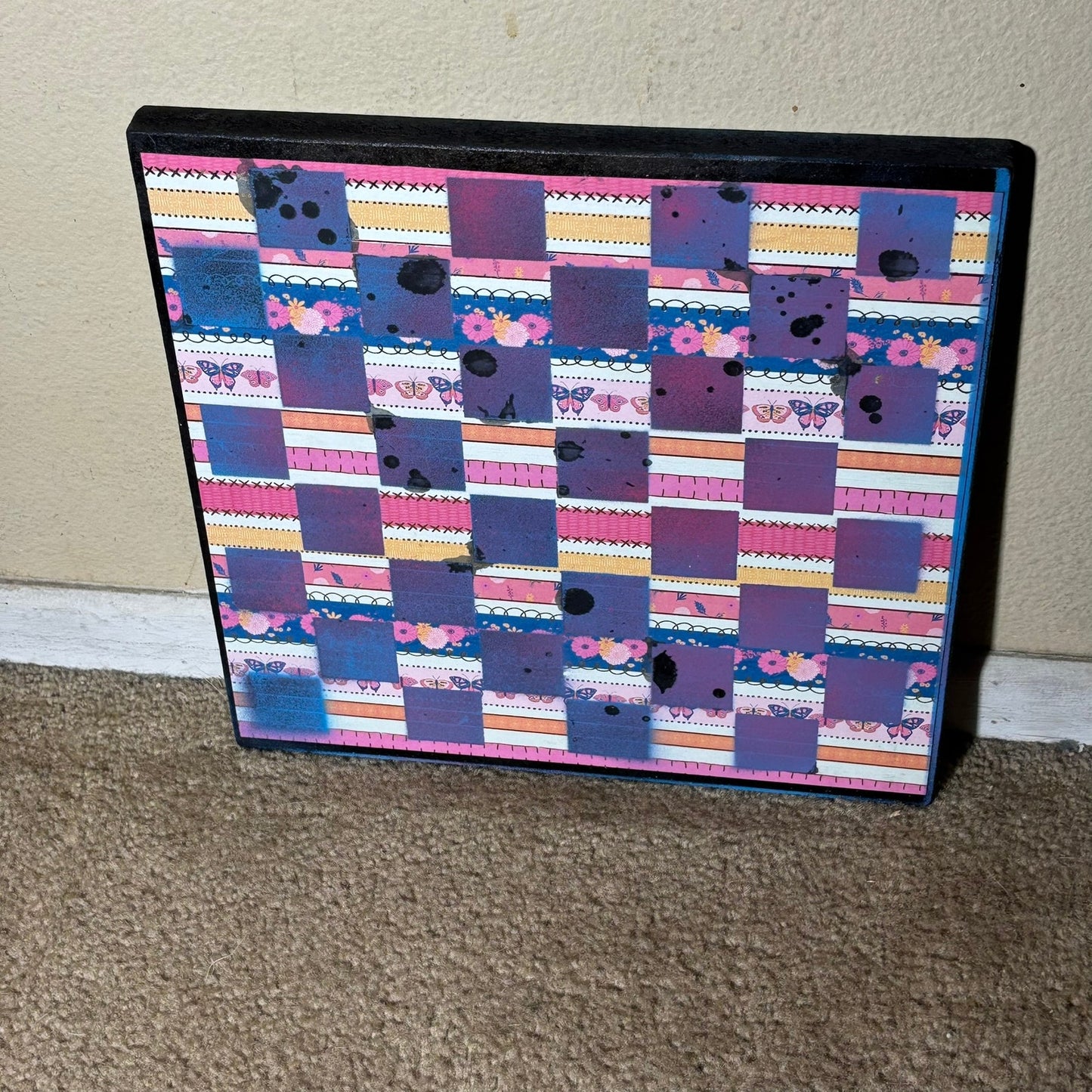 Pink Blue Butterfly - Scrapbook Chess Board