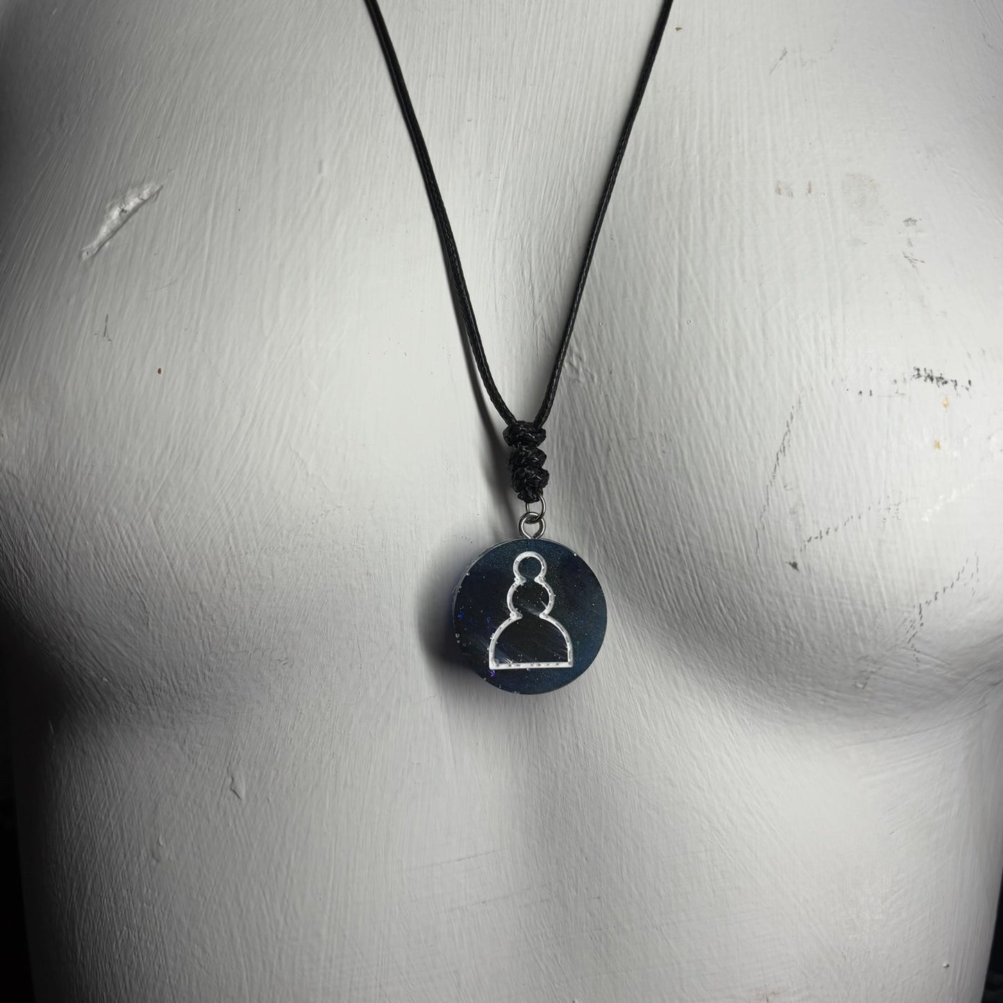 Midnight Blue Pawn - Handmade Resin Chess Necklace - Flat Edition
