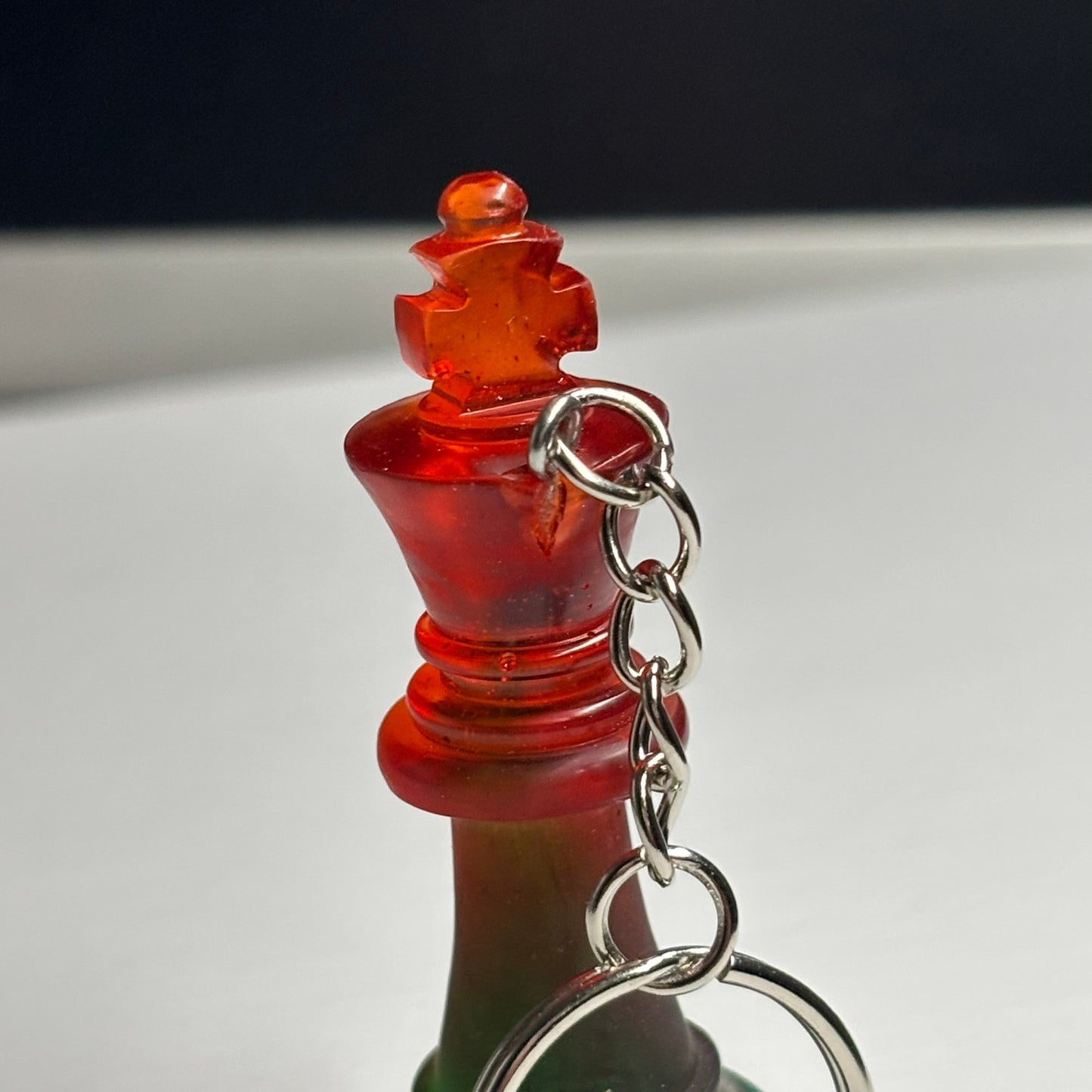 Green/Red Translucent King - Handmade Resin Keychain