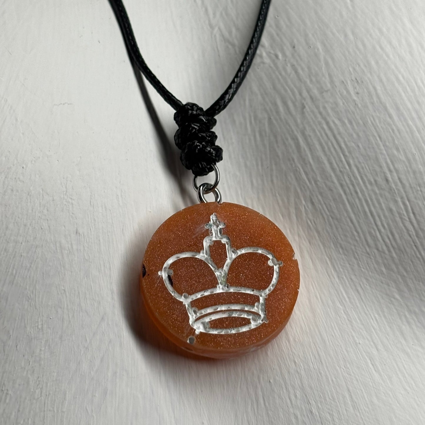 Volcanic Orange King - Handmade Resin Chess Necklace