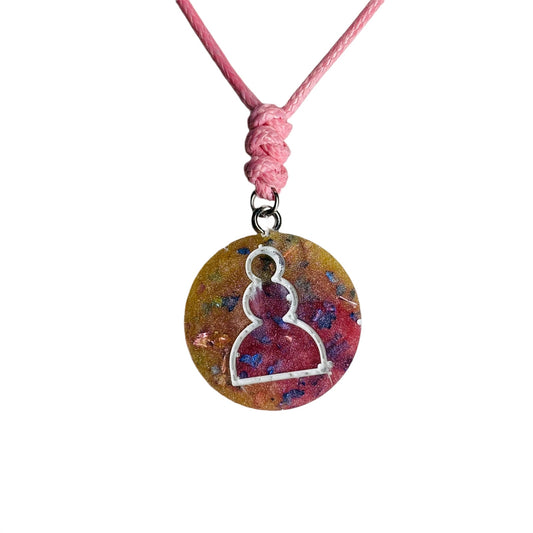 Vintage Pink Pawn - Handmade Resin Chess Necklace