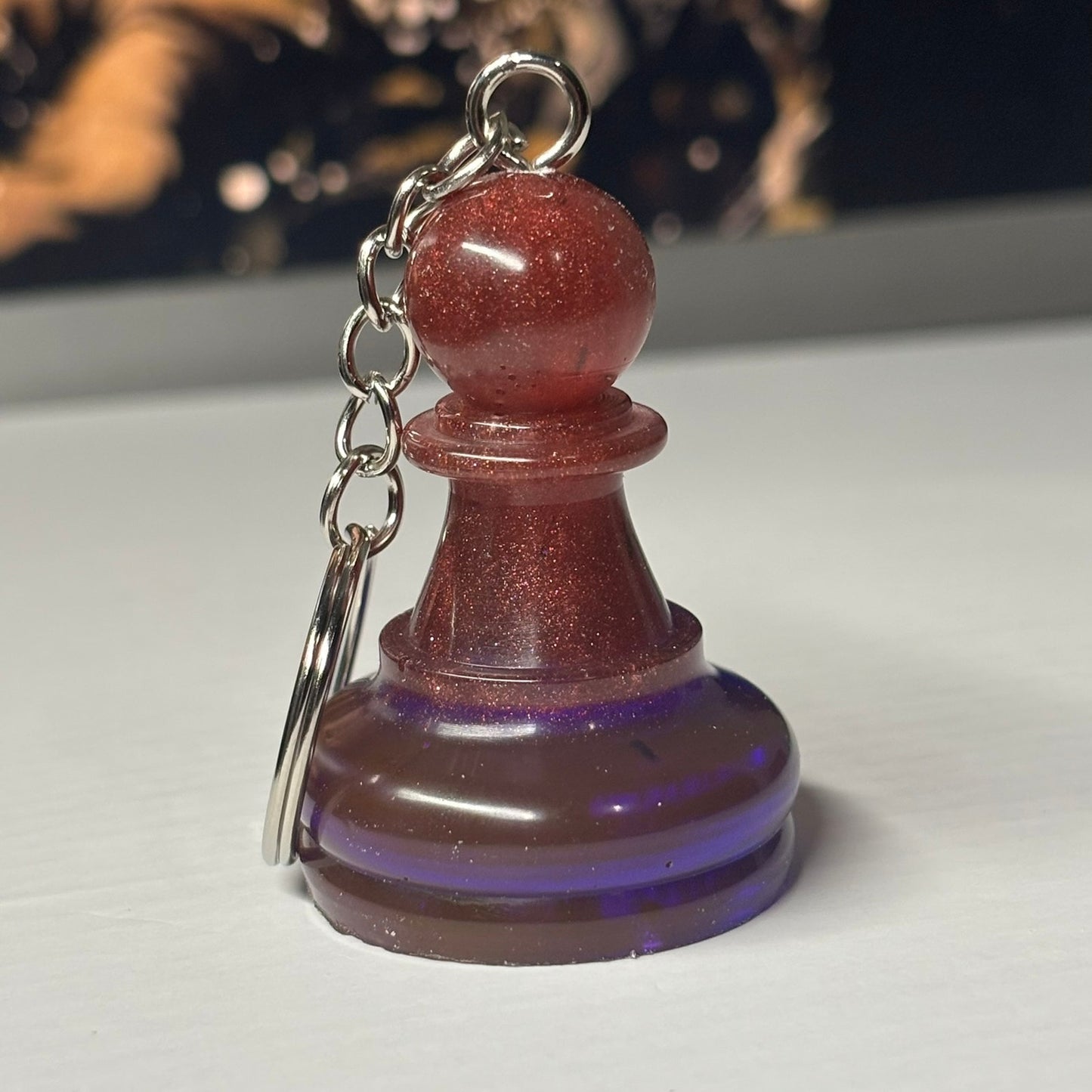 Swirl Violet Pawn - Handmade Resin Keychain - Large Edition