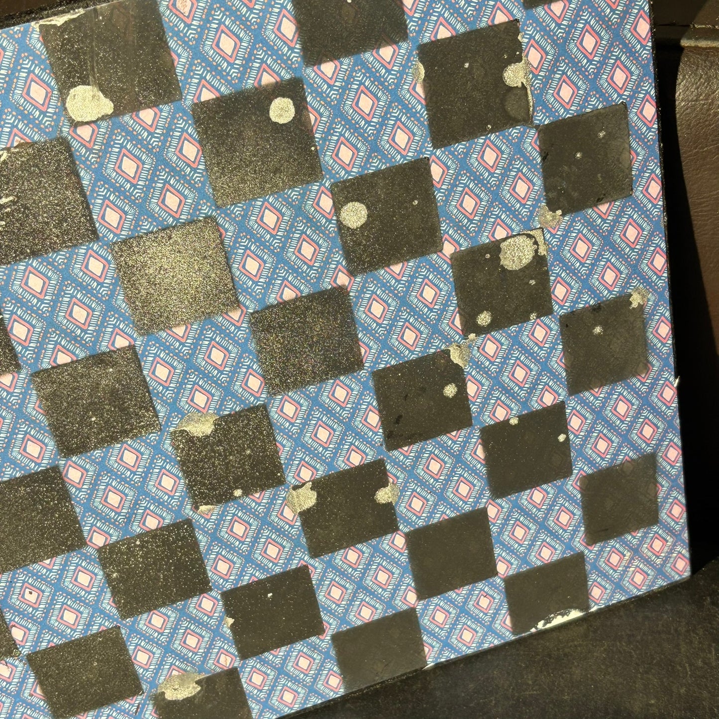 Chrome Drip Blue pattern - Scrapbook Chess Board