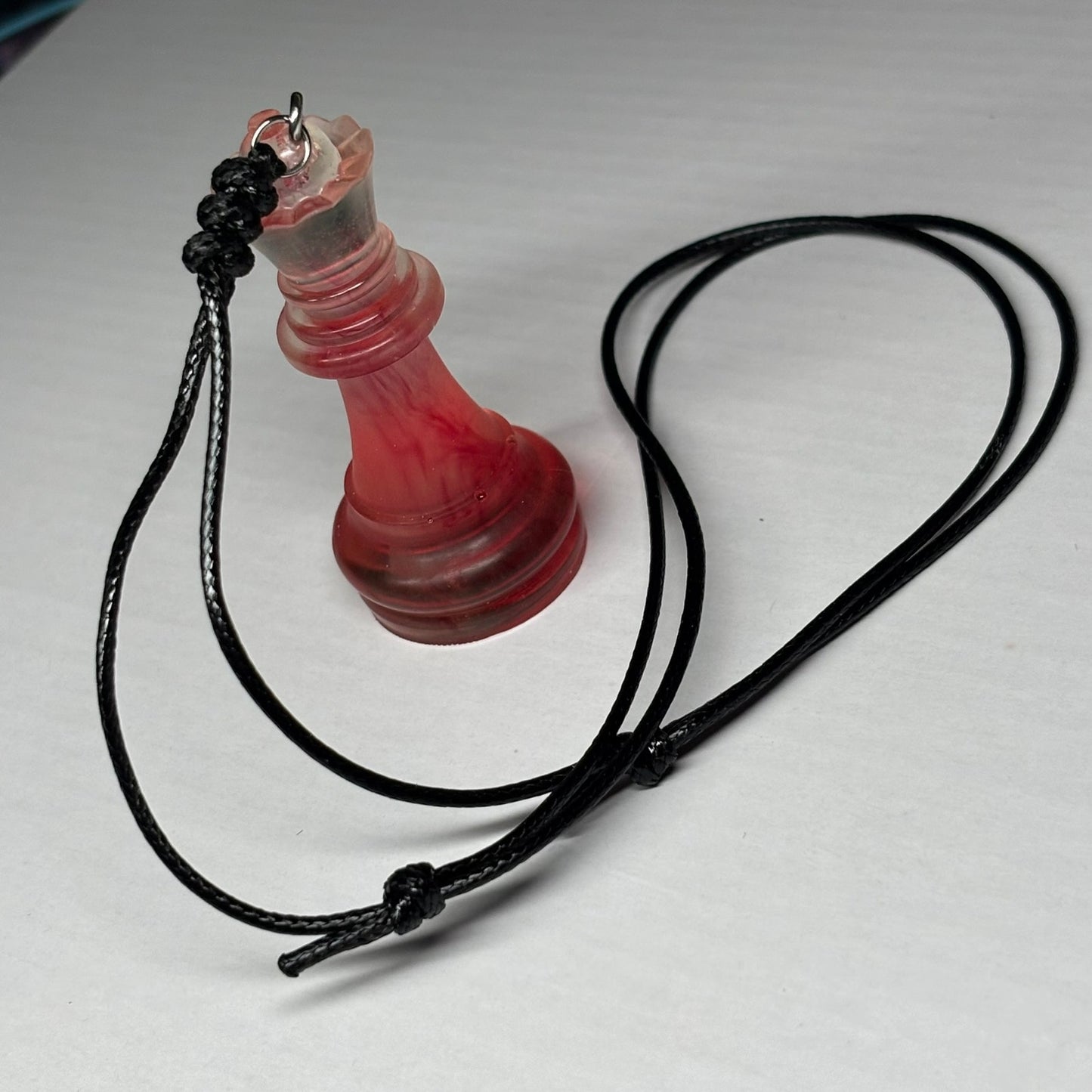 Red Veins Queen - Handmade Resin Chess Necklace