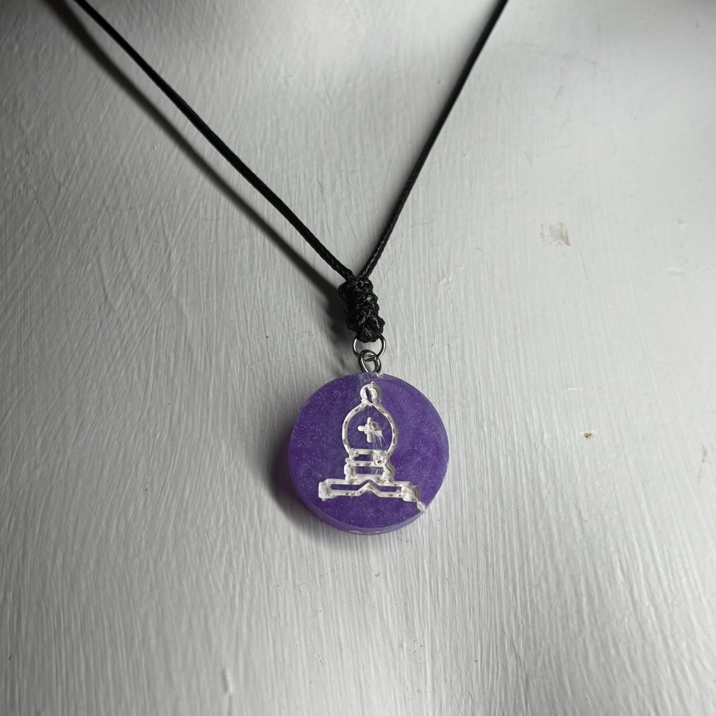 Purple Bishop - Handmade Resin Chess Necklace