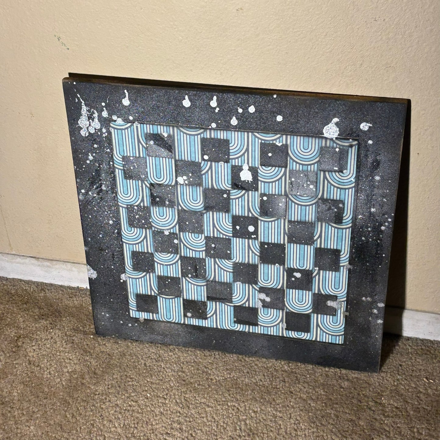 Blue Green Drip - Large Scrapbook Chess Board