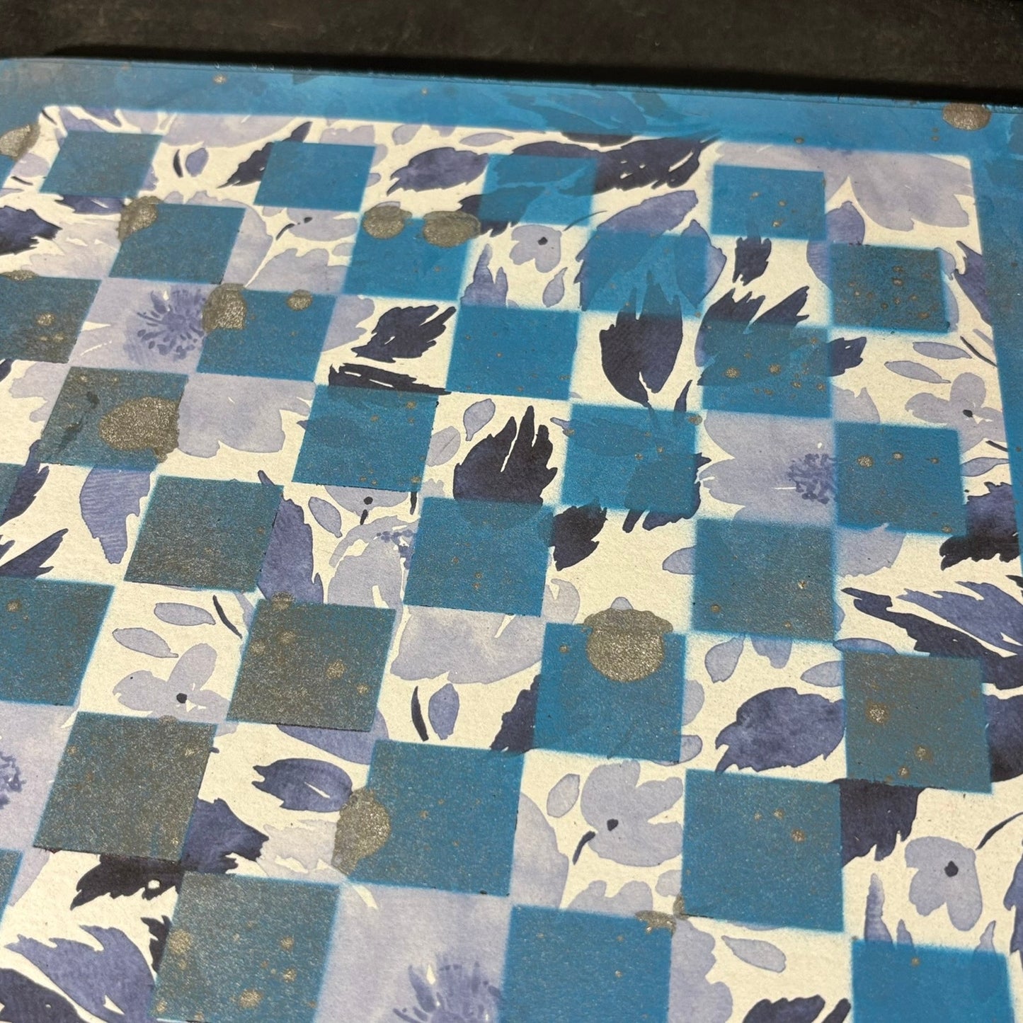 Blue Leaves - Scrapbook Chess Board