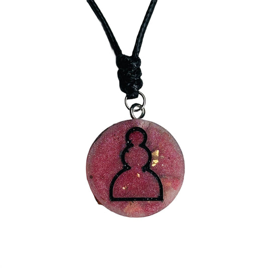 Mist Red Pawn - Handmade Resin Chess Necklace