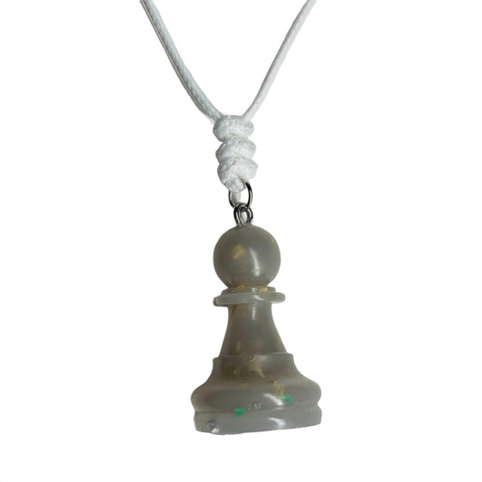 Ice White Pawn - Handmade Resin Chess Necklace