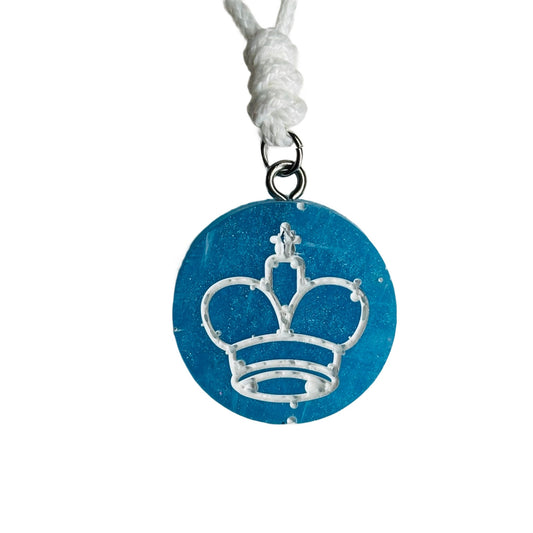 Clean Blue King - Handmade Resin Chess Necklace