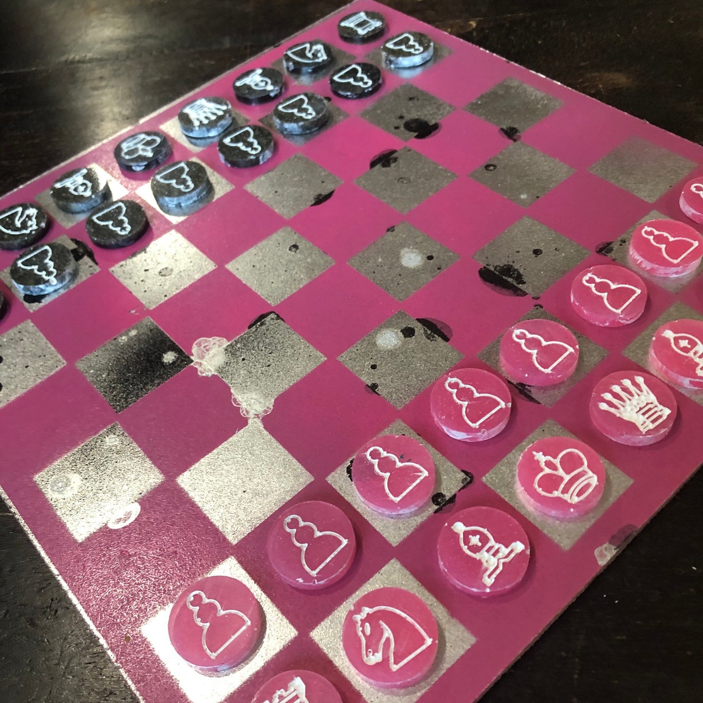 Chrome Fade Pink - Painted Chess Set