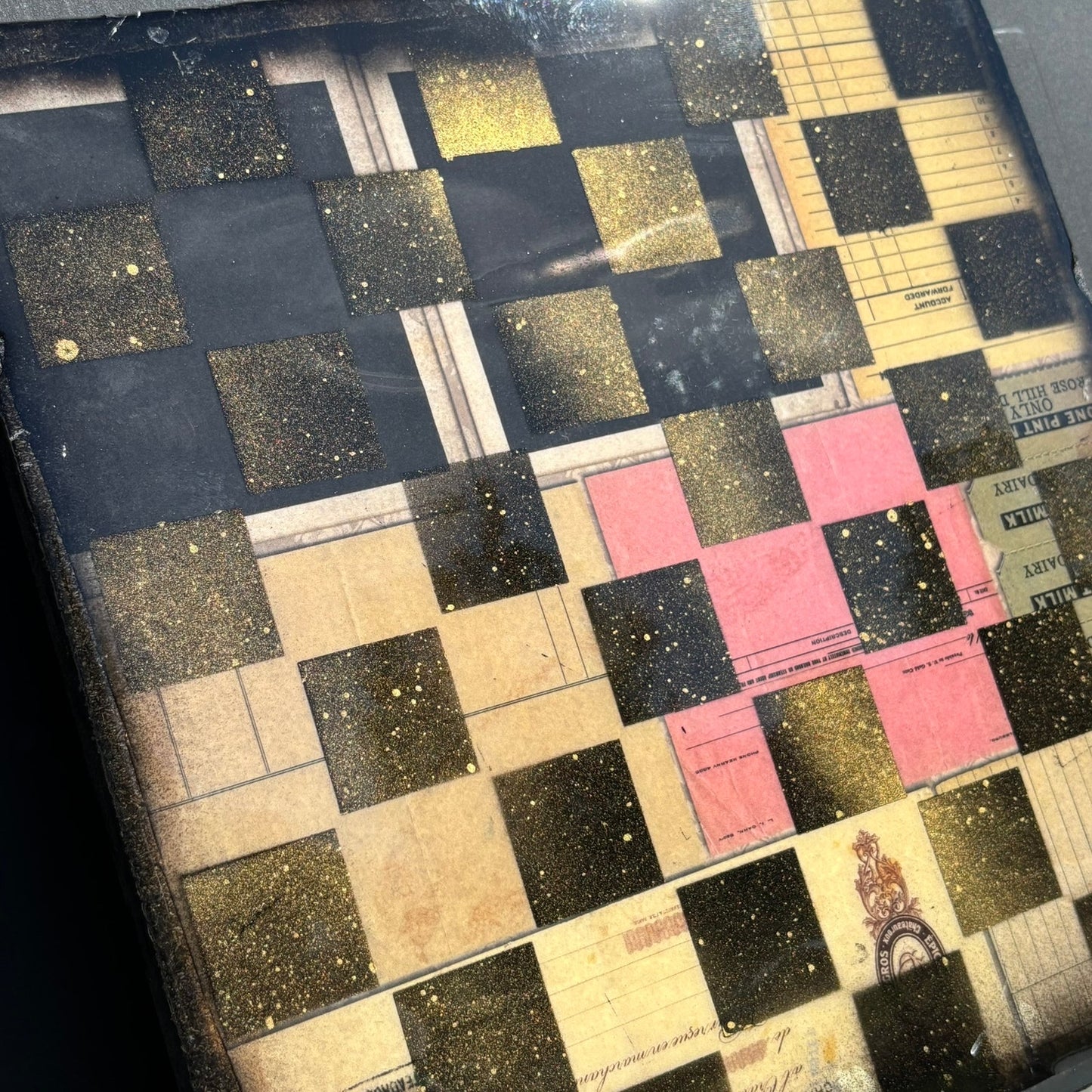Vintage Collage - Resin Coated Chess Board